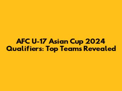 AFC U-17 Asian Cup 2024 Qualifiers: Top Teams Revealed