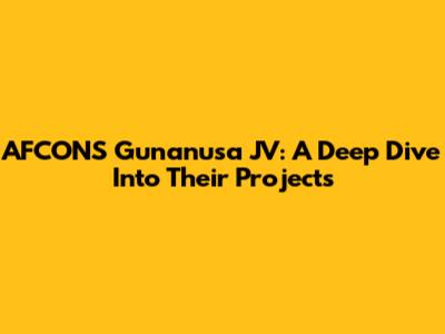 AFCONS Gunanusa JV: A Deep Dive Into Their Projects