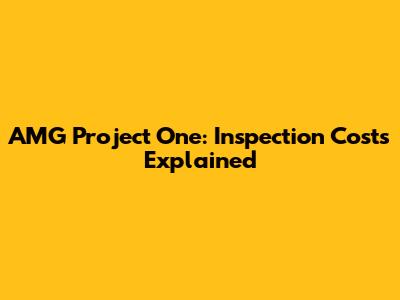 AMG Project One: Inspection Costs Explained