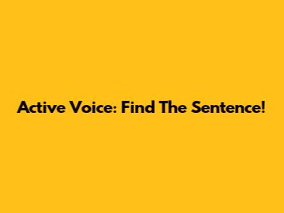 Active Voice: Find The Sentence!