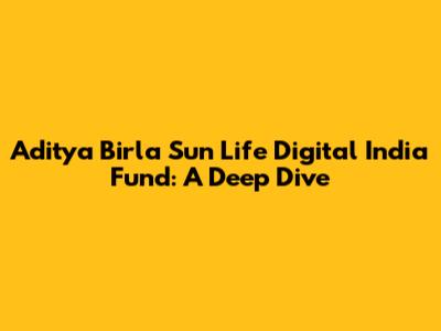 Aditya Birla Sun Life Digital India Fund: A Deep Dive