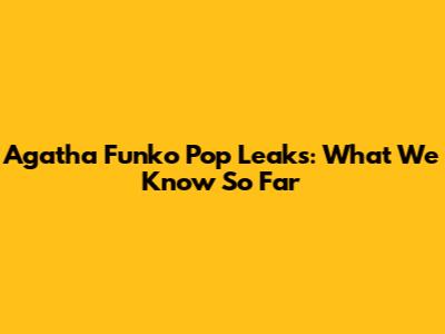 Agatha Funko Pop Leaks: What We Know So Far