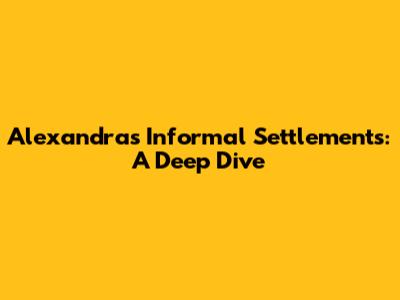 Alexandra's Informal Settlements: A Deep Dive