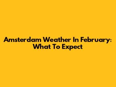 Amsterdam Weather In February: What To Expect