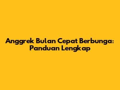 Anggrek Bulan Cepat Berbunga: Panduan Lengkap