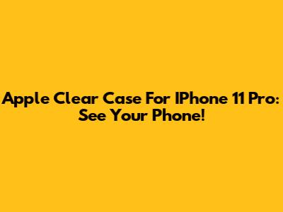 Apple Clear Case For IPhone 11 Pro: See Your Phone!