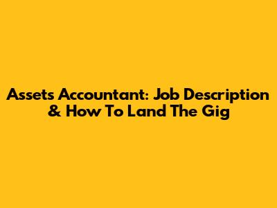 Assets Accountant: Job Description & How To Land The Gig