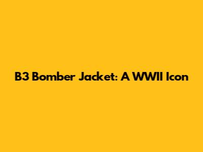 B3 Bomber Jacket: A WWII Icon