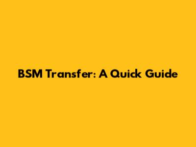 BSM Transfer: A Quick Guide