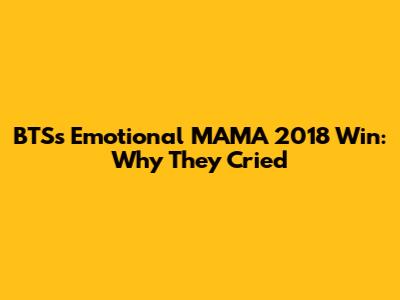 BTS's Emotional MAMA 2018 Win: Why They Cried