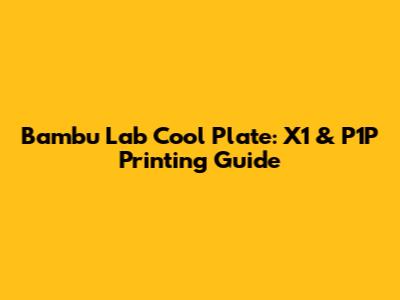 Bambu Lab Cool Plate: X1 & P1P Printing Guide