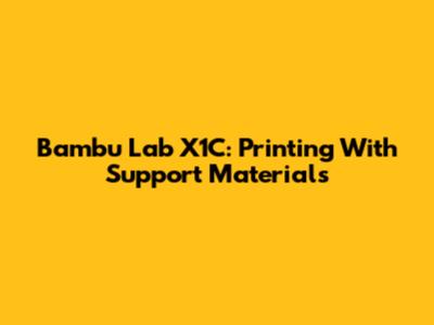 Bambu Lab X1C: Printing With Support Materials