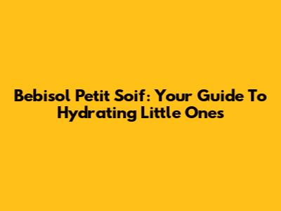 Bebisol Petit Soif: Your Guide To Hydrating Little Ones