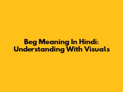 Beg Meaning In Hindi: Understanding With Visuals