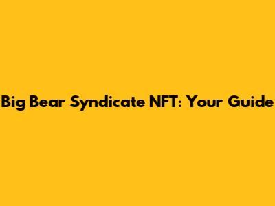 Big Bear Syndicate NFT: Your Guide