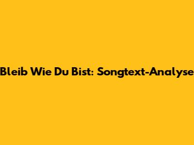 Bleib Wie Du Bist: Songtext-Analyse