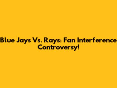 Blue Jays Vs. Rays: Fan Interference Controversy!