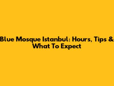 Blue Mosque Istanbul: Hours, Tips & What To Expect