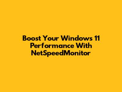 Boost Your Windows 11 Performance With NetSpeedMonitor