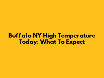 Buffalo NY High Temperature Today: What To Expect