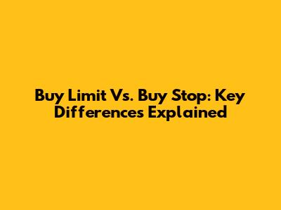 Buy Limit Vs. Buy Stop: Key Differences Explained