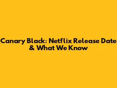 Canary Black: Netflix Release Date & What We Know