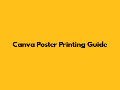 Canva Poster Printing Guide