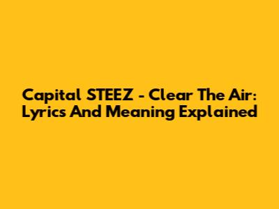 Capital STEEZ - Clear The Air: Lyrics And Meaning Explained