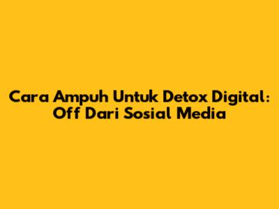Cara Ampuh Untuk Detox Digital: Off Dari Sosial Media