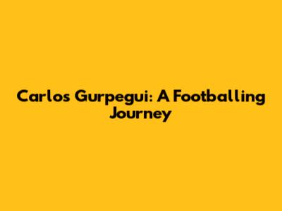 Carlos Gurpegui: A Footballing Journey
