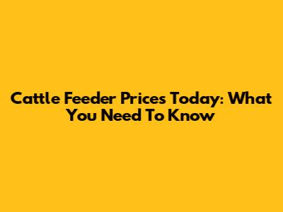 Cattle Feeder Prices Today: What You Need To Know