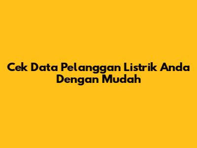 Cek Data Pelanggan Listrik Anda Dengan Mudah