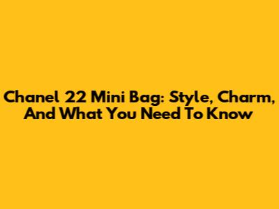 Chanel 22 Mini Bag: Style, Charm, And What You Need To Know
