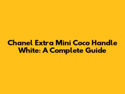 Chanel Extra Mini Coco Handle White: A Complete Guide