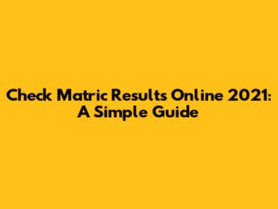 Check Matric Results Online 2021: A Simple Guide