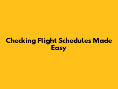 Checking Flight Schedules Made Easy