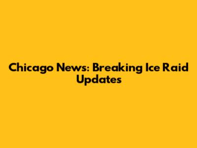 Chicago News: Breaking Ice Raid Updates