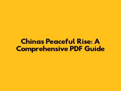China's Peaceful Rise: A Comprehensive PDF Guide