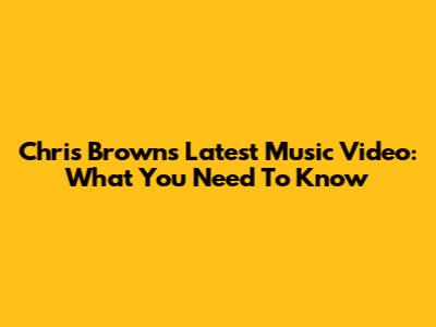 Chris Brown's Latest Music Video: What You Need To Know