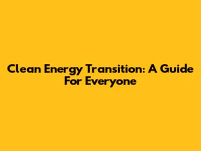 Clean Energy Transition: A Guide For Everyone