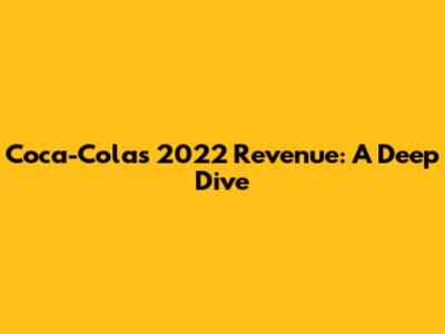 Coca-Cola's 2022 Revenue: A Deep Dive