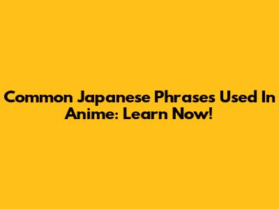Common Japanese Phrases Used In Anime: Learn Now!