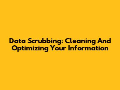 Data Scrubbing: Cleaning And Optimizing Your Information