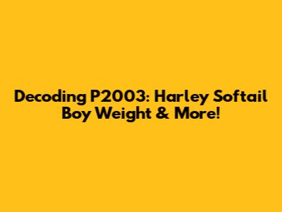 Decoding P2003: Harley Softail Boy Weight & More!