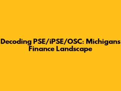 Decoding PSE/iPSE/OSC: Michigan's Finance Landscape