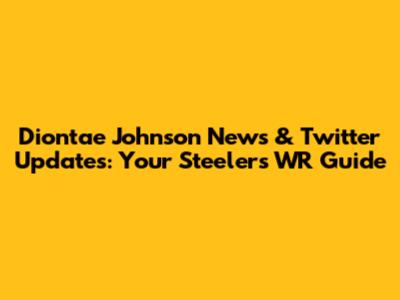 Diontae Johnson News & Twitter Updates: Your Steelers WR Guide