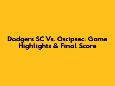 Dodgers SC Vs. Oscipsec: Game Highlights & Final Score