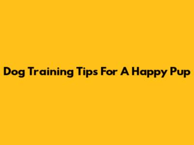 Dog Training Tips For A Happy Pup