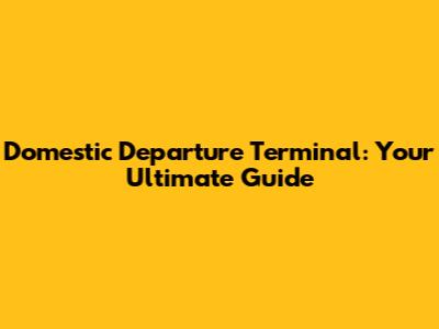 Domestic Departure Terminal: Your Ultimate Guide