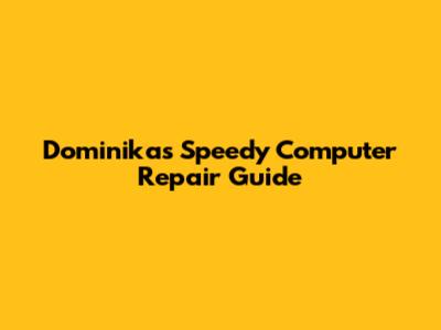 Dominika's Speedy Computer Repair Guide